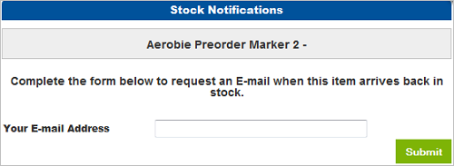 Stock Notifications Email Address window