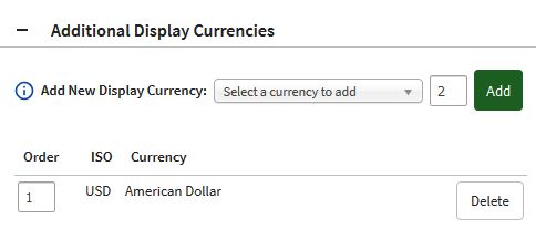 Additional Display Currency added