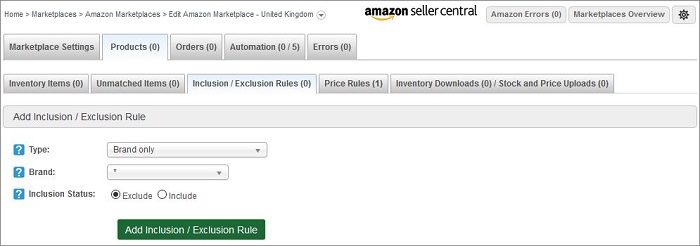 Amazon Inclusion / Exclusion Rules