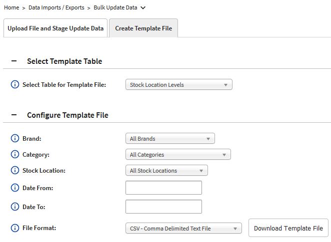 Configure Template File section