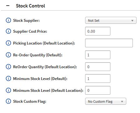 Model Page Minimum Stock Level section