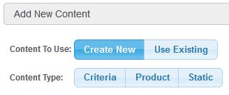 Create New Home Page Options - Criteria, Product or Static