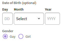 IRP customer enter birthday and gender