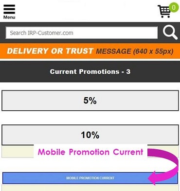 Screen capture showing the location of the Mobile Promotion Current banner on IRP websites