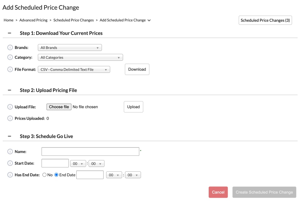 Schedule Price Change - Add