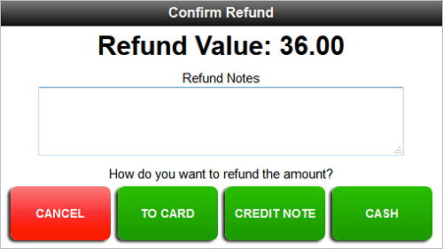 IRP EPOS Confirm Refund screen