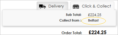Collection Location displayed on basket page