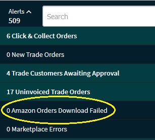 Amazon Orders Download Failed menu