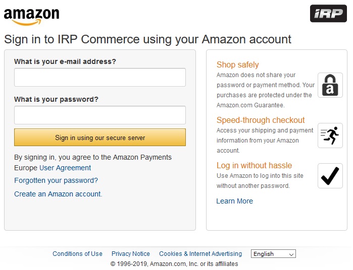 Amazon Account Authentication Details