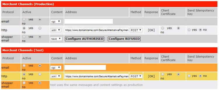 Order Notification Configuration on WorldPay