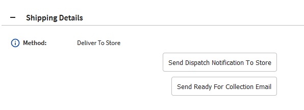 Order Manage page showing Send Ready For Collection button