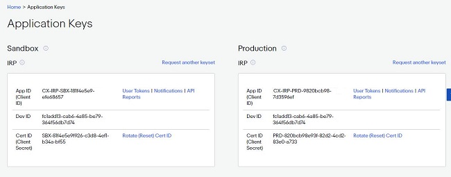 eBay Developer Account Create Keys dialog box