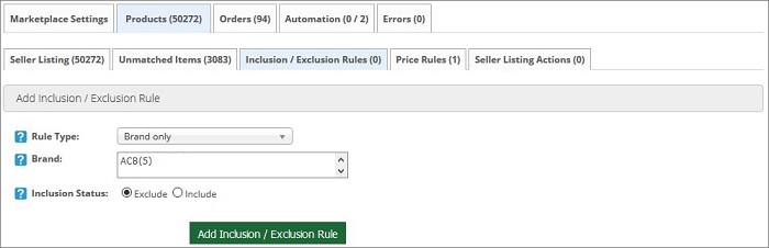 Inclusion / Exclusion Rules