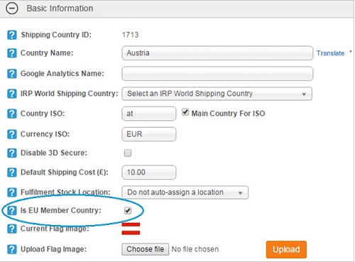 Shipping Country configuration