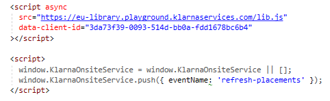 Example Klarna script