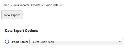 Export Data screen