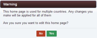 Home Page Edit Warning