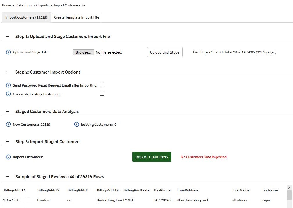 Import Customers