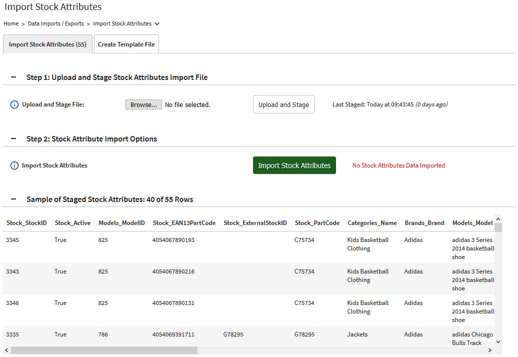 Import Stock Attributes