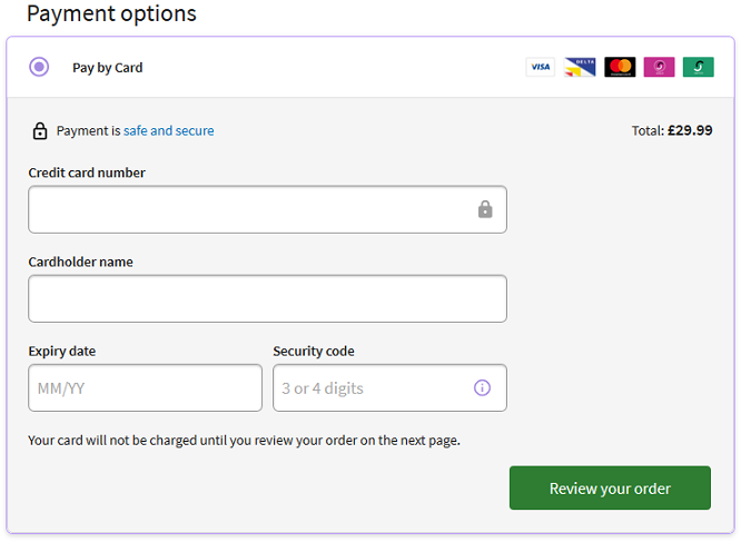 IRP checkout single column