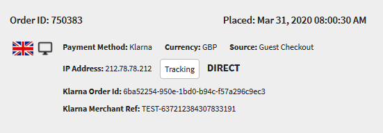 IRP Klarna order