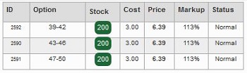 Models Page Stock Section of Grid