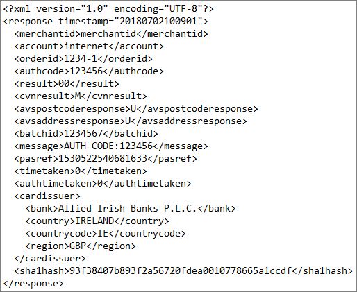 Example RealEx – Successful Authorisation Response