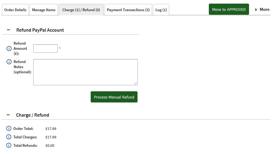 PayPal Refund tab