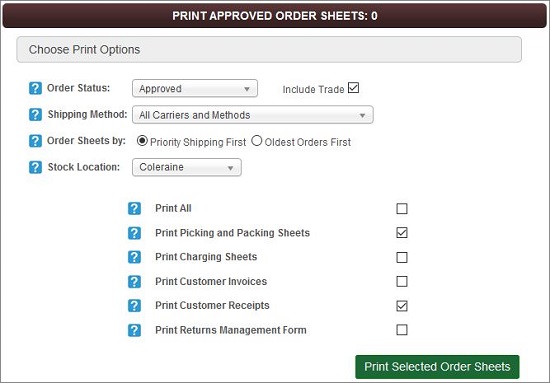 Print Approved Order Sheets