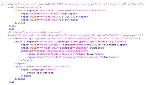 Example structured data code