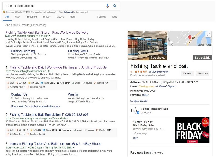 Example Google Map Listing