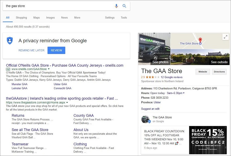 Example Google Map Listing