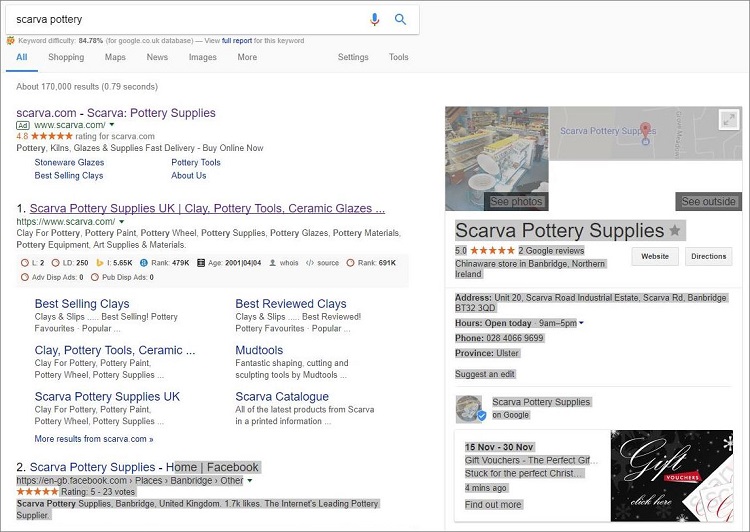 Example Google Map Listing