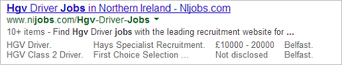 Example job listing snippet